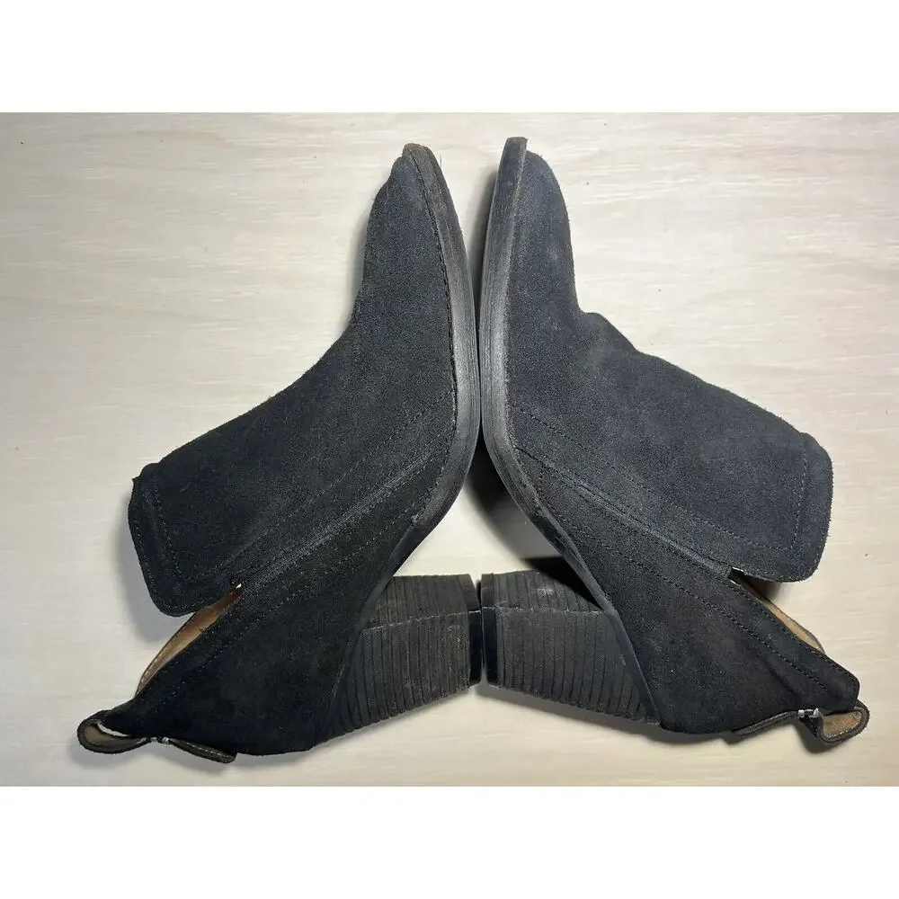 Jeffrey Campbell Boots 8.5 Ankle Burman Split Shaft Black Suede Block Heel‎